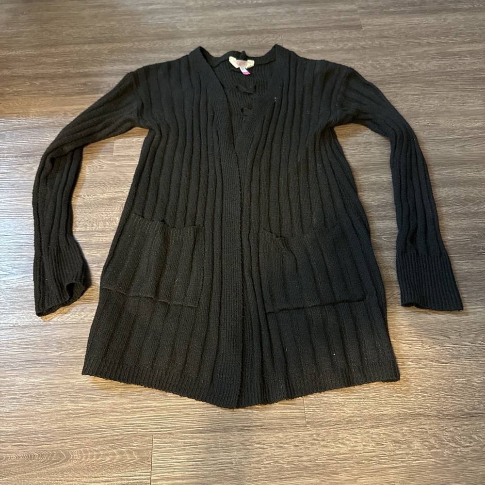No Boundaries Black Ribbed Cardigan Sweater